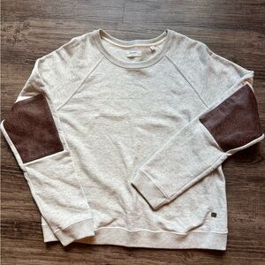 Billy Reid Men's Beige Sweater with Dark Brown Patches